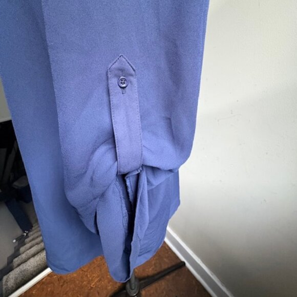 Navy Blue lighweight button sleeve blouse XL - Picture 8 of 11